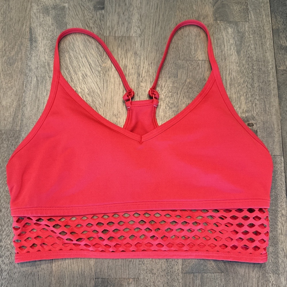 Victoria Secret Pink Ultimate Racer back Adjustable Strap Sports Bra Red Medium
